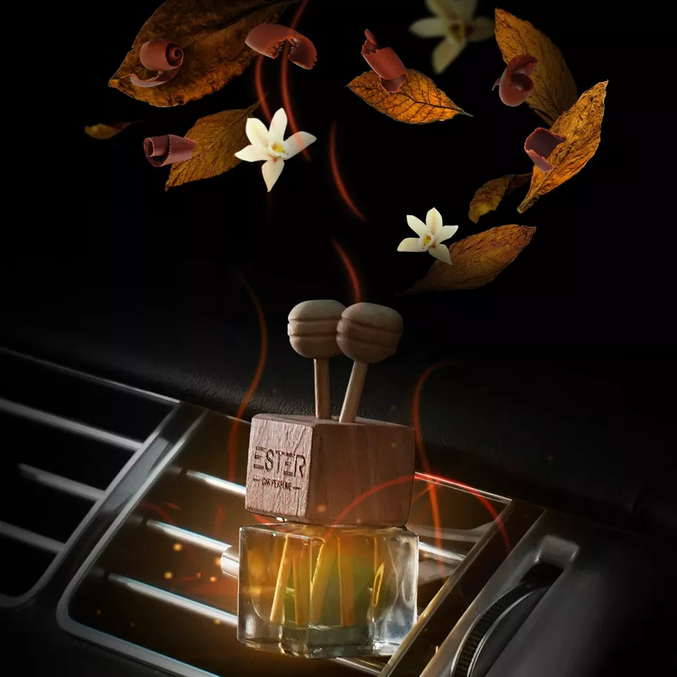 ESTER Premium car perfume with aromatherapy featuring refined scents (spicy, tobacco, sweet, fruity)